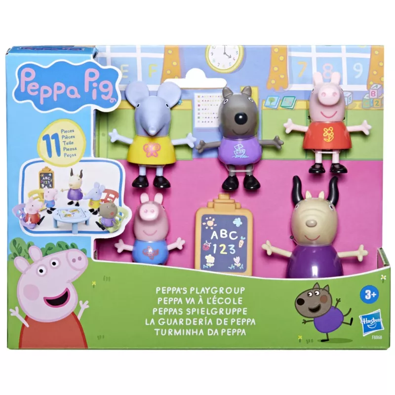 Hasbro Peppa Pig Playgroup žaidimų rinkinys su 5 figūrėlėmis ir 6 aksesuarais, ikimokykliniai žaislai nuo 3 metų mergaitėms ir berniukams