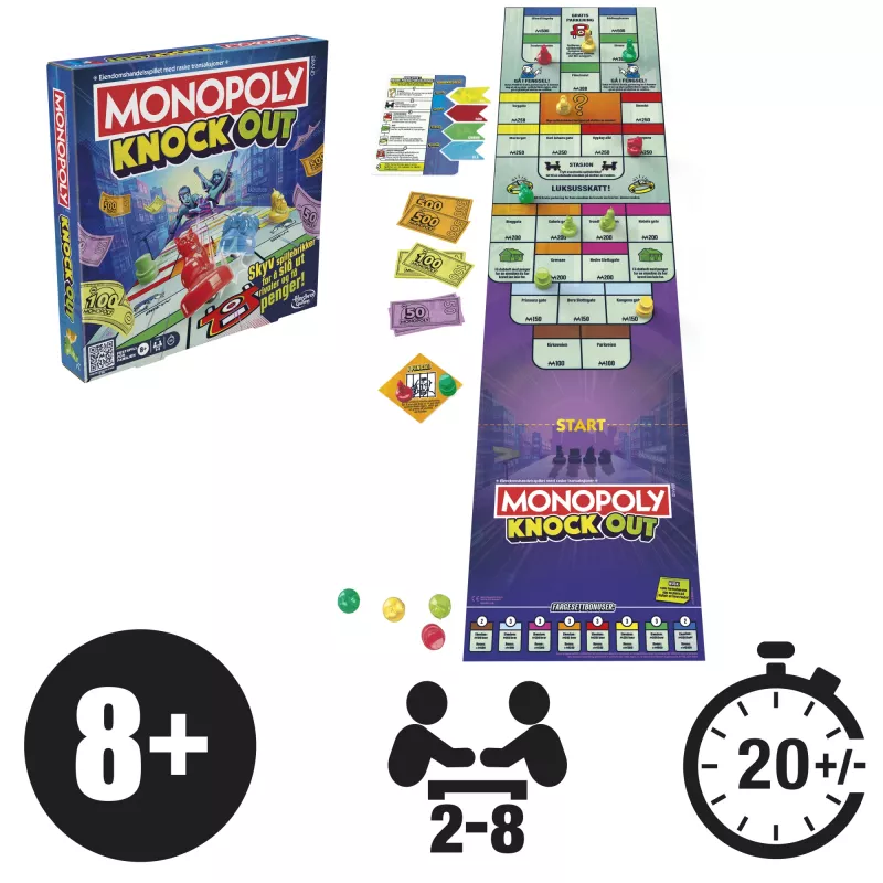 Monopoly Knockout – šeimų žaidimas su stumdomais žetonais