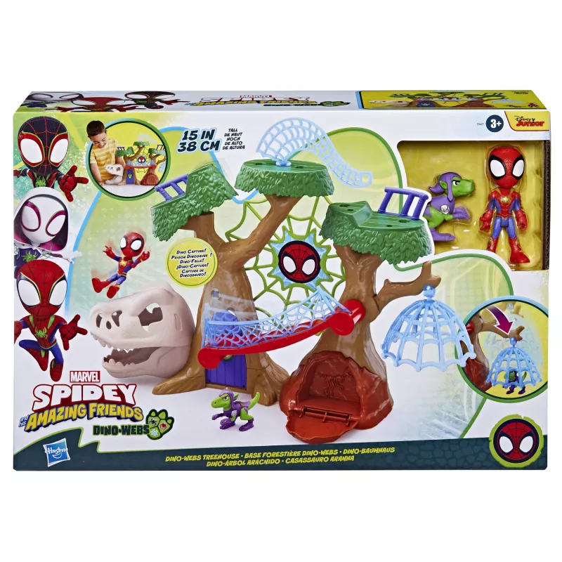 Žaidimų rinkinys Veiksmo/Nuotykių Hasbro Marvel Spidey and His Amazing Friends Dino Webs Treehouse