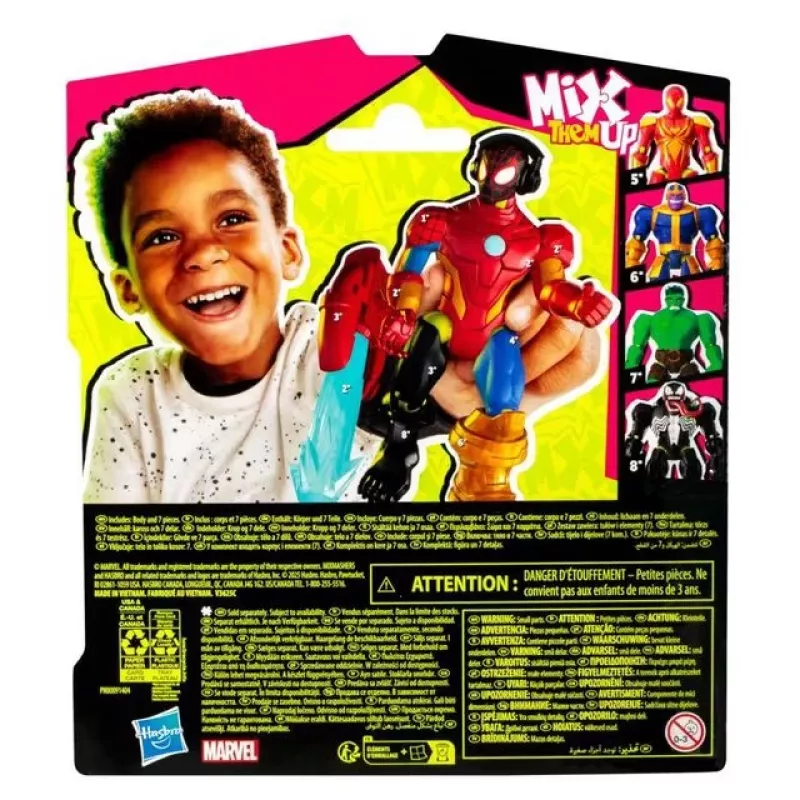 Marvel MixMashers Miles Morales Spider-Man Mix-And-Match žaislas, nuo 4 metų, įvairiaspalvis