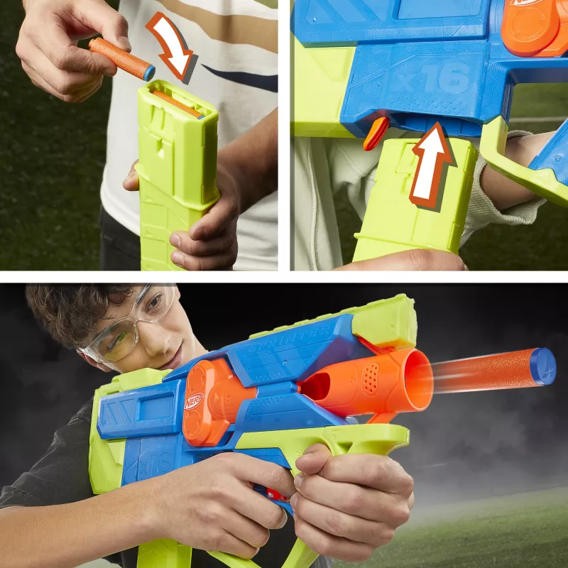 Nerf N Series Sprinter F8625 mėlynai žaliai oranžinis motorizuotas strėlių paleidėjas
