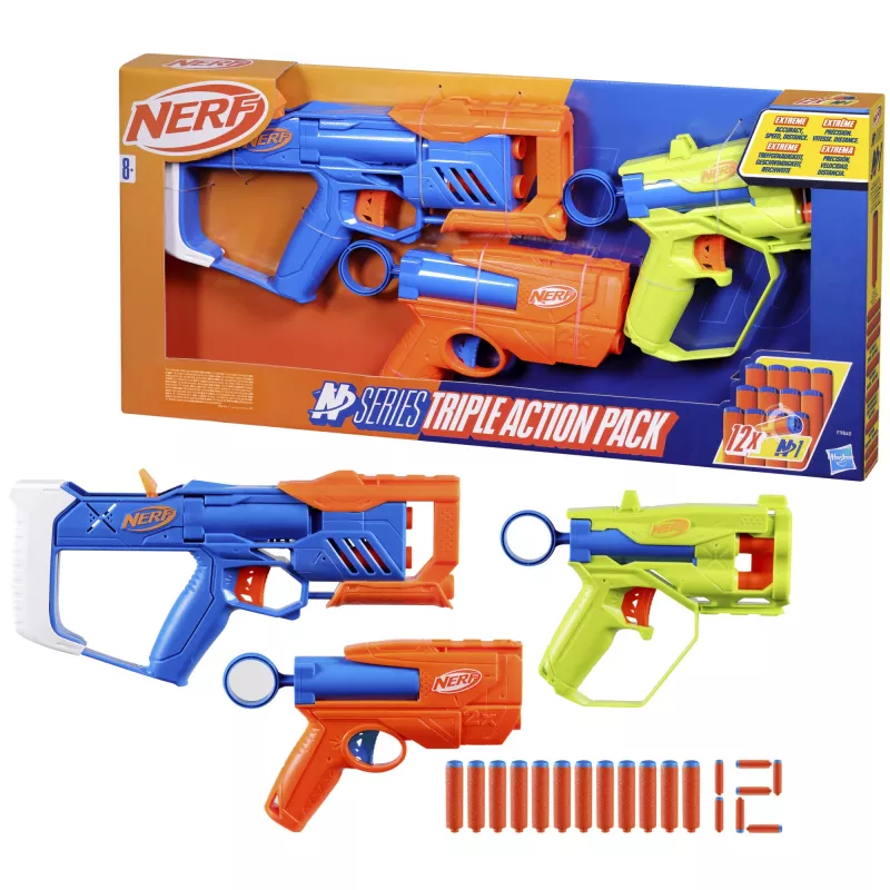 Nerf N Series Triple Action Pack, pistoletas žaislinis, 8 m.