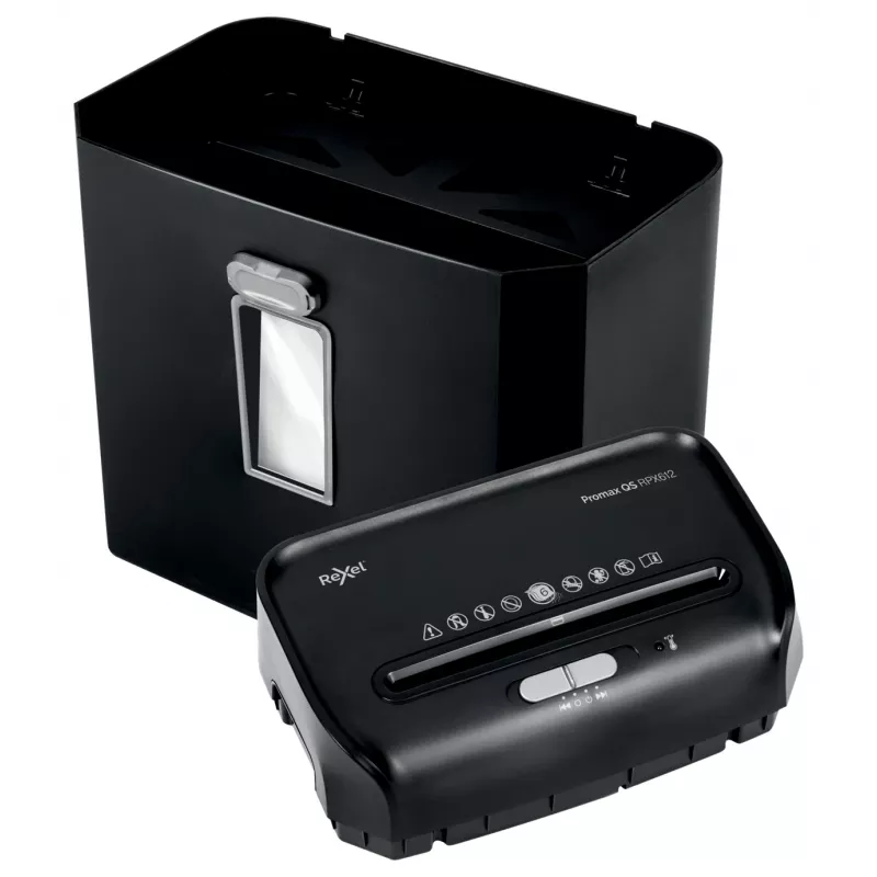 Rexel ProMax RPX612 popieriaus smulkintuvas, skersinis pjovimas, P4, 22 cm, 4 x 40 mm, 12 l, 132 lapai, 58 dB