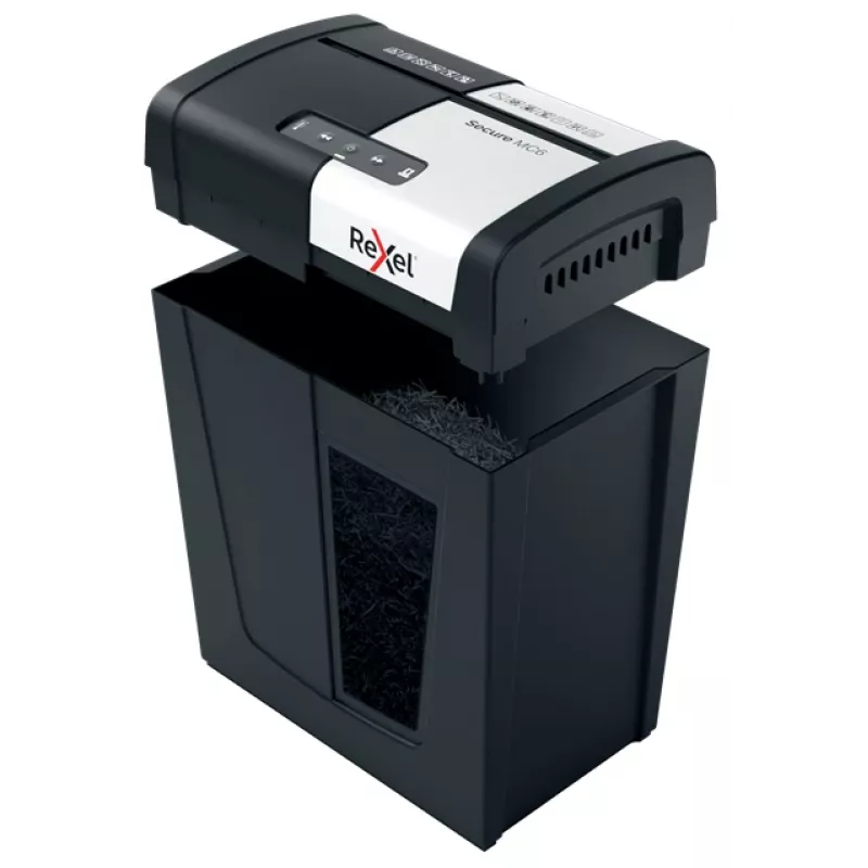 Rexel Secure MC6 Whisper-Shred popierinis smulkintuvas P5, mikro pjovimas, 2 x 15 mm, 18 L, 175 lapų, 55 dB, mygtukai