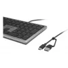 Kensington KB515 EQ belaidė klaviatūra USB-C/USB-A, pilno dydžio (100%), laidinė, USB, žirklinis mechanizmas, QWERTY, pilka