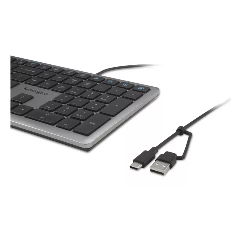 Kensington KB515 EQ belaidė klaviatūra USB-C/USB-A, pilno dydžio (100%), laidinė, USB, žirklinis mechanizmas, QWERTY, pilka
