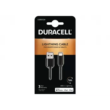 Duracell Sync/Charge laidas 1 metras juodas, USB–Lightning, 1 m
