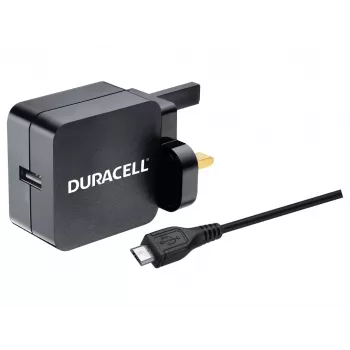 Duracell sieninis įkroviklis 2,4 A su 1 m Micro USB laidu, juodas