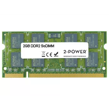 2-Power 2GB DDR2 667MHz SoDIMM atmintis, 2 GB, 1 x 2 GB, DDR2, 667 MHz, 204 kontaktų SO-DIMM, žalia