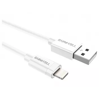 Duracell Sync/Charge kabelis 1 m baltas, USB A, Lightning, 2.0