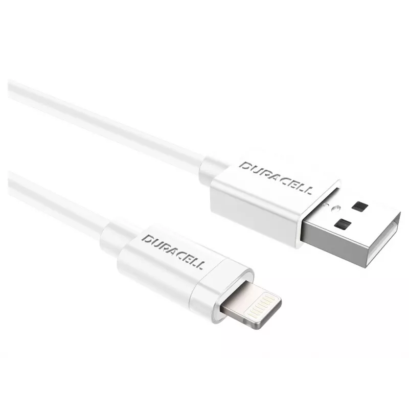 Duracell Sync/Charge kabelis 1 m baltas, USB A, Lightning, 2.0