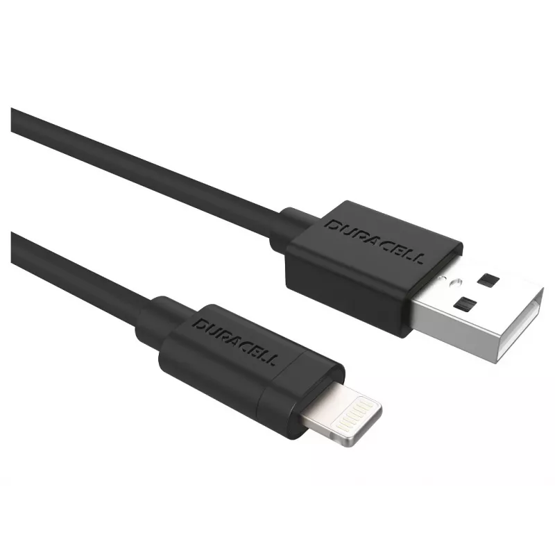 Duracell Sync/Charge kabelis 2 m juodas, USB A, Lightning, 2.0