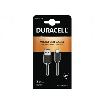 Duracell Sync/Charge kabelis 2 m, juodas, USB A – Micro-USB