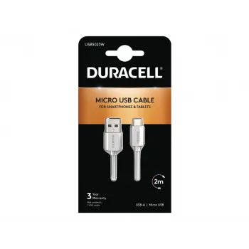 Duracell Sync/Charge laidas 2 m baltas, USB A – Micro-USB A, 2.0