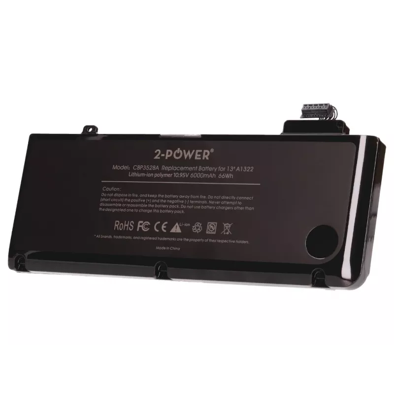 2-Power 10.95V 6000mAh li-polimerinė nešiojamojo kompiuterio baterija, skirta Apple MacBook Pro 13 col. A1278, 2009 m. vidurys (EMC2326)