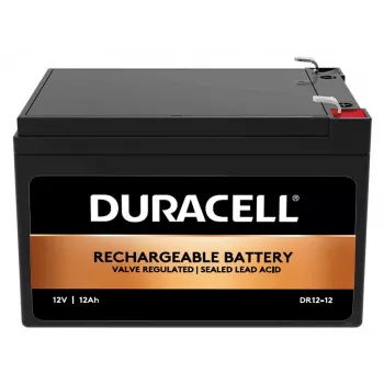 Duracell 12V 12Ah VRLA baterija, sandarus švino rūgšties akumuliatorius, 12 V, 12 Ah, 12000 mAh, 144 Wh, juoda