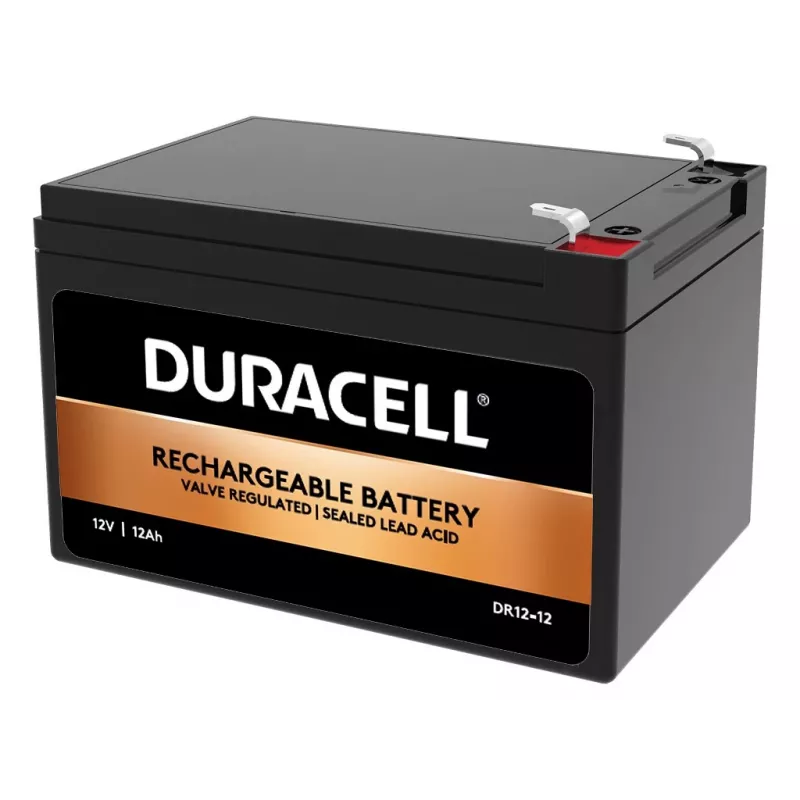 Duracell 12V 12Ah VRLA baterija, sandarus švino rūgšties akumuliatorius, 12 V, 12 Ah, 12000 mAh, 144 Wh, juoda