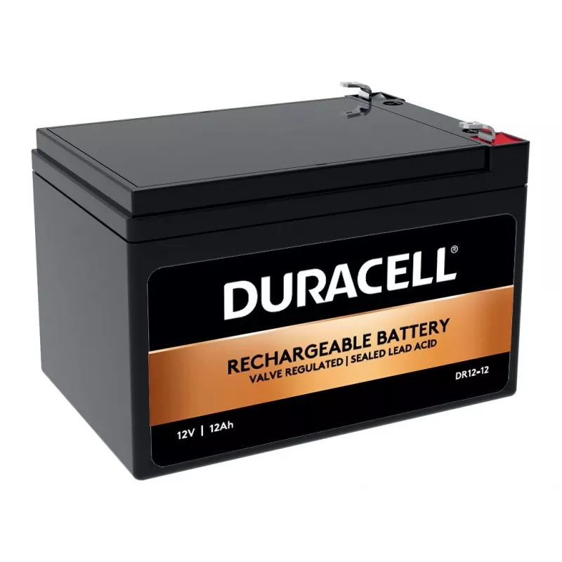 Duracell 12V 12Ah VRLA baterija, sandarus švino rūgšties akumuliatorius, 12 V, 12 Ah, 12000 mAh, 144 Wh, juoda