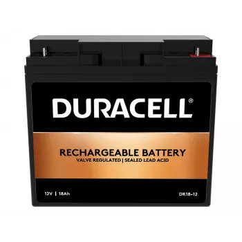 Duracell 12V 18Ah VRLA baterija, sandarus švino rūgšties akumuliatorius, 12 V, 18 Ah, 18000 mAh, 216 Wh, juoda