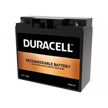 Duracell 12V 18Ah VRLA baterija, sandarus švino rūgšties akumuliatorius, 12 V, 18 Ah, 18000 mAh, 216 Wh, juoda