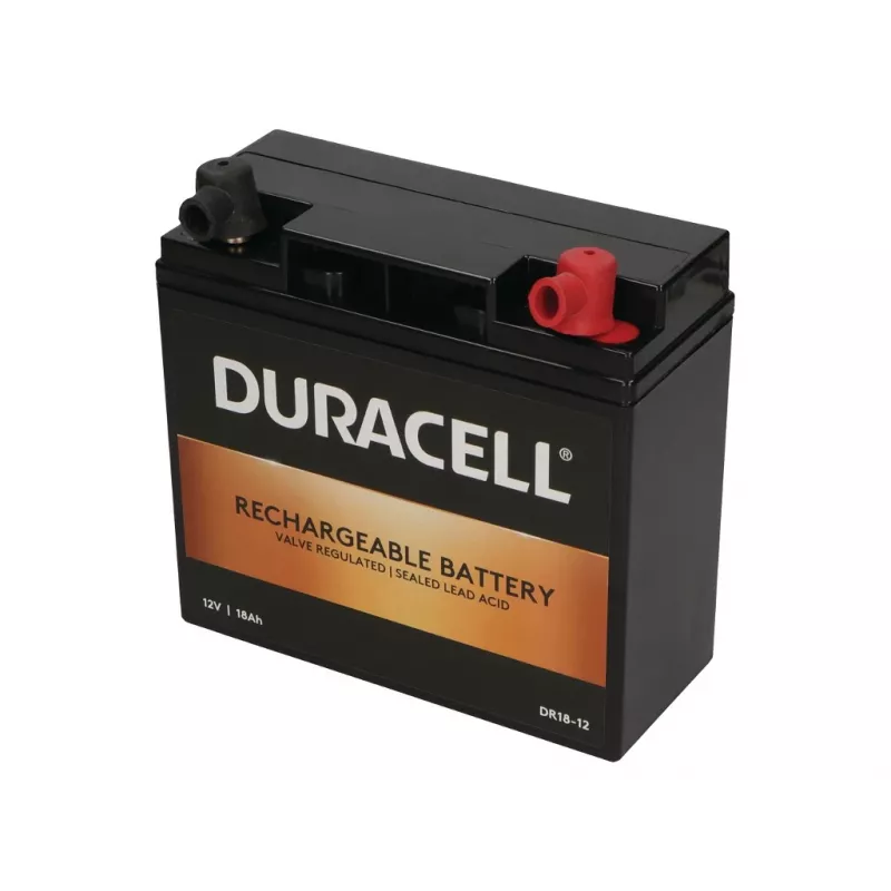 Duracell 12V 18Ah VRLA baterija, sandarus švino rūgšties akumuliatorius, 12 V, 18 Ah, 18000 mAh, 216 Wh, juoda
