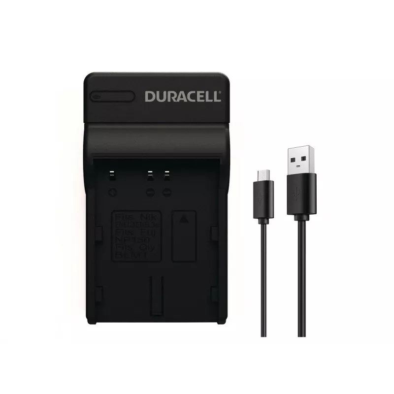 Duracell USB įkroviklis skaitmeninių fotoaparatų baterijoms, Nikon EN-EL3e, FujiFilm NP-150, juodas