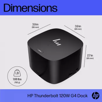HP Thunderbolt Dock 120W G4, laidinis, Thunderbolt 4, juodas, Kensington, Kinija, Tailandas, Taivanas, verslui