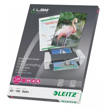 Leitz iLAM Matt A3 laminavimo maišeliai, 125 mikronai, 100 vnt.