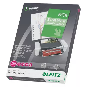 Leitz iLAM lipnūs laminavimo maišeliai A4, 125 mikronai, pakuotė po 100 vnt.