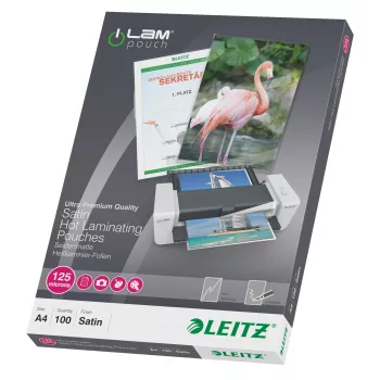 Leitz iLAM Matt A4 laminavimo maišeliai, 125 mikronai, pakuotėje 100 vnt.