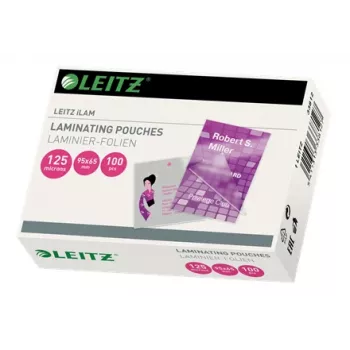 Leitz iLAM Glossy laminavimo maišeliai 95 x 65 mm, 125 mikronai, pakuotė 100 vnt.