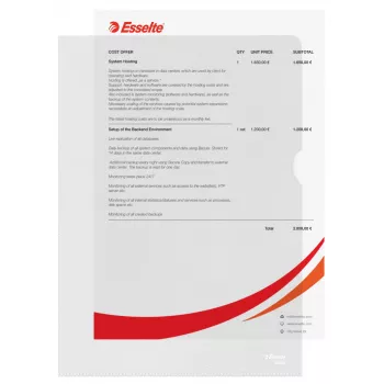 Esselte aplankas 120my A4, PVC, skaidrus, 220x307 mm