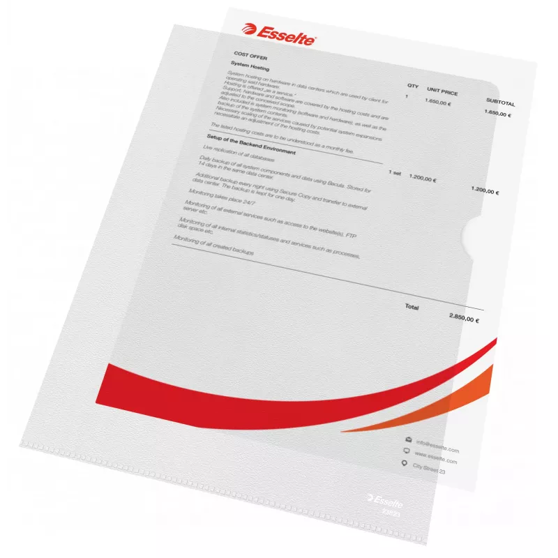 Esselte aplankas 120my A4, PVC, skaidrus, 220x307 mm