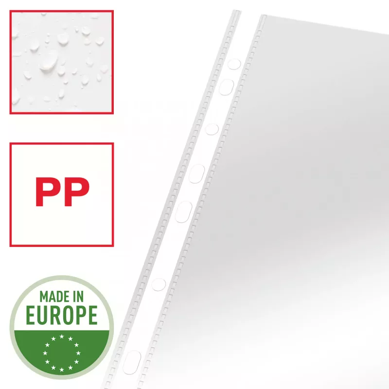 Esselte Pocket Heavy Duty 105my A4, 210 x 297 mm (A4), Skaidrus, Polipropilenas (PP), Viršus, 0,105 mm, 230 mm