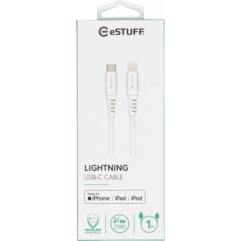 eSTUFF ES602101 USB-C į Lightning laidas 1 m Baltas