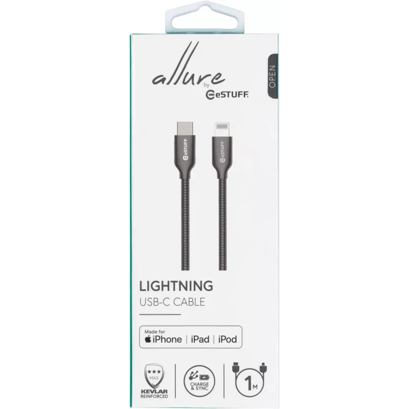 eSTUFF ES602160 Lightning laidas 1 m Nerūdijantis plienas