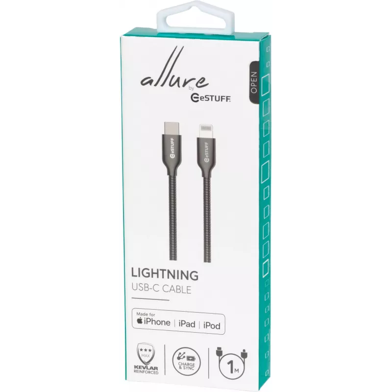 eSTUFF ES602160 Lightning laidas 1 m Nerūdijantis plienas