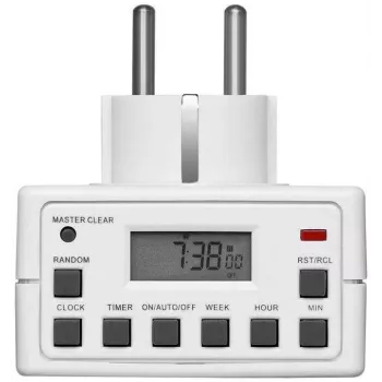 MicroConnect GRUTIMER3 išmanusis kištukinis lizdas su LCD laikmačiu, 110×81×78 mm, baltas