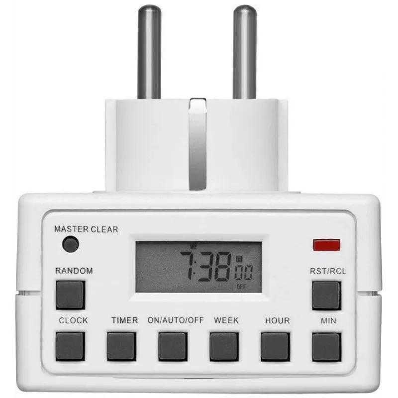 MicroConnect GRUTIMER3 išmanusis kištukinis lizdas su LCD laikmačiu, 110×81×78 mm, baltas