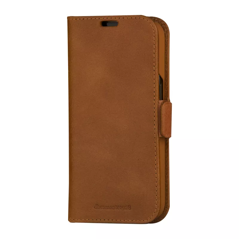 Folio dėklas dbramante1928 Copenhagen iPhone 15 Pro – Tan, 3 kortelių kišenės, monochromatinė ruda