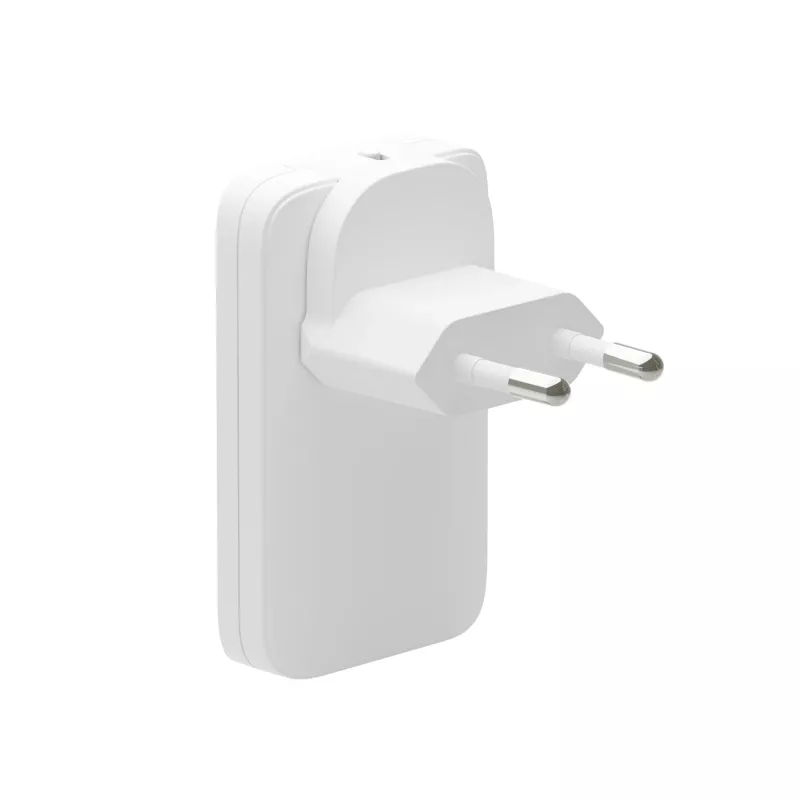 d bramante dbramante1928 Pro EU/US plonas įkroviklis — USB-C 20W + USB-A 18W, baltas, vidaus AC