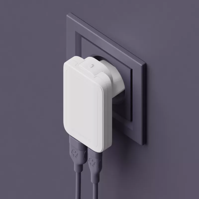 d bramante dbramante1928 Pro EU/US plonas įkroviklis — USB-C 20W + USB-A 18W, baltas, vidaus AC