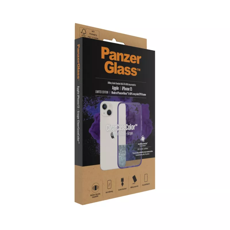 PanzerGlass ® ClearCaseColor™ iPhone 13 - Grape (violetinė) permatomas dėklas iš grūdinto stiklo