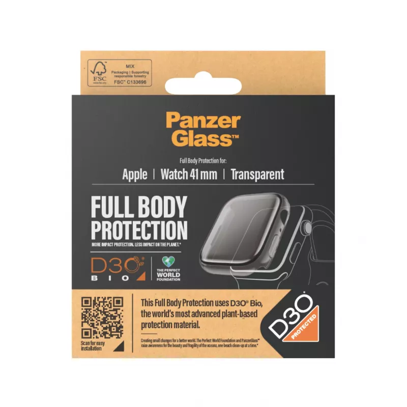PanzerGlass Screen Protector Full Body Apple Watch Series 9 41mm Skaidrus