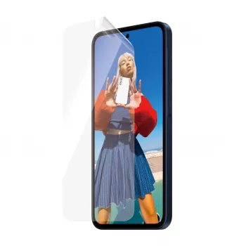 PanzerGlass MATRIX su D3O apsauginis stiklas Samsung Galaxy A35 5G — itin platus PET, sausas montavimas, 1 vnt., skaidrus