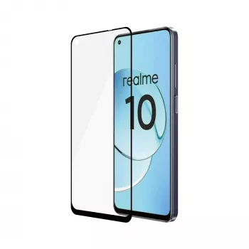 Grūdinto stiklo apsauginis stikliukas PanzerGlass SAFE, skirtas Realme 10 – itin platus dengimas, juodas