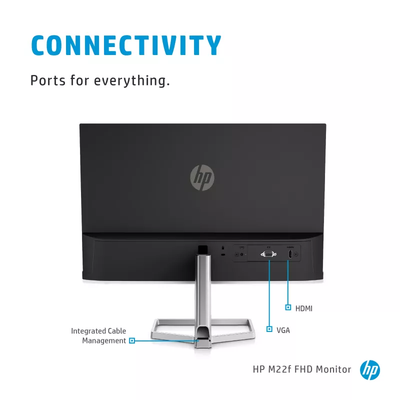 HP M22f FHD Monitorius, 54,6 cm (21,5 colio), 1920 x 1080 pikselių, Full HD, LCD, 5 ms, Juodas