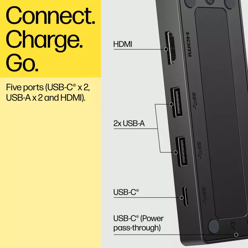 HP USB-C Travel Hub G3 – USB 3.2 Gen 2, HDMI, USB-A, PD 65W, 116×41.9×14.5 mm