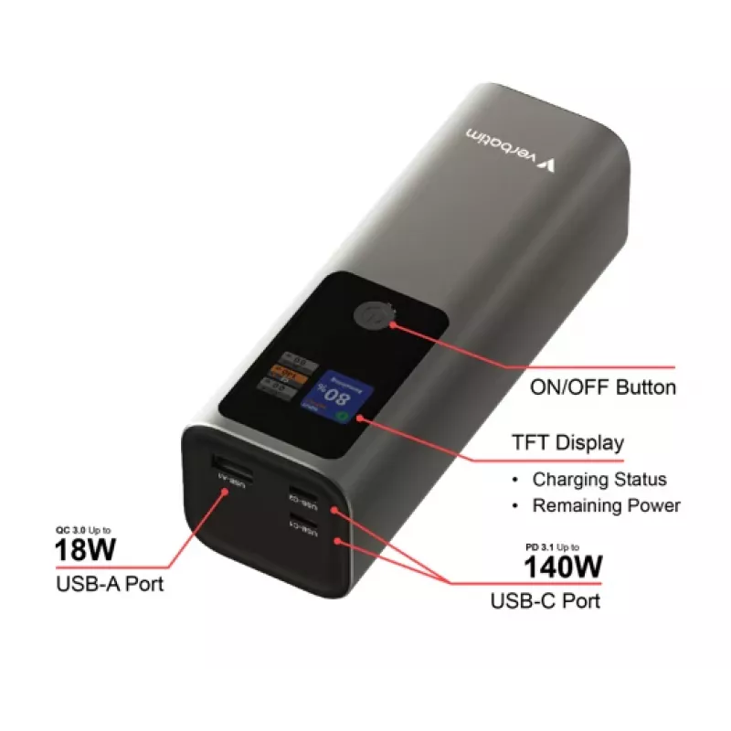 Nešiojama baterija Verbatim Charge ´n´ Go Powerbank 27000 mAh