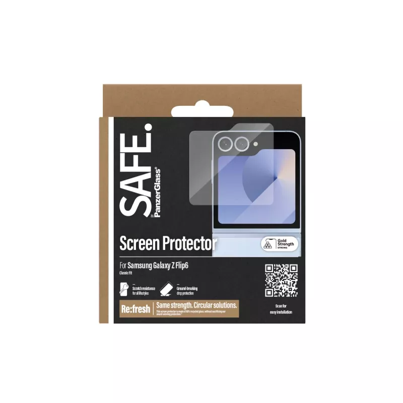 PanzerGlass SAFE. apsauginis stiklas, skirtas Samsung Galaxy Z Flip6 | Classic Fit